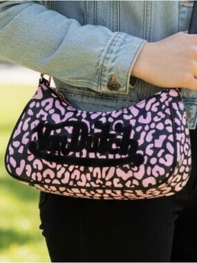 Von Dutch Pink Black Cheetah Animal Print Shoulder Hand Bag